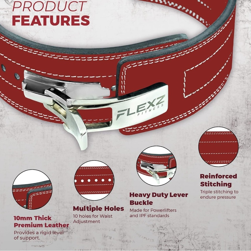 Flexz Fitness Black Leather Belt